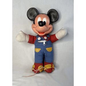Vintage Disney Mickey Mouse Plush, 14 Inch Plastic Head
